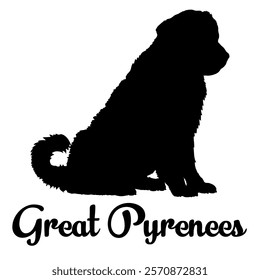 Great Pyrenees dog silhouette, dog breeds, logo, vector, silhouette,  animal, illustration, icon, sign, design, black, symbol, pet, love
