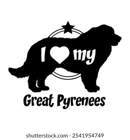  Great Pyrenees dog silhouette, i love my dog,  dog, dog breeds, logo, vector, silhouette, animal, illustration, icon, sign, black, pet,