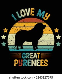 Great Pyrenees silhouette vintage and retro t-shirt design svg