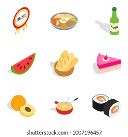 Great quality icons set. Isometric set of 9 great quality vector icons for web isolated on white background