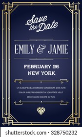 Great Quality Style Invitation in Art Deco or Nouveau Epoch 1920's Gangster Era Vector