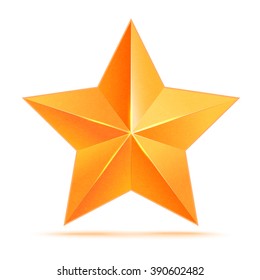 great realistic Golden star as a token award, the highest level, the concept of victory, vector illustration