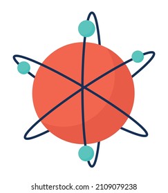 großes rotes Atom auf Weiß