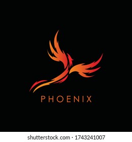 GREAT RED PHOENIX BIRD OF PARADISE, vector illustrations