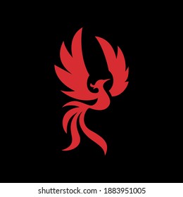 Great red phoenix vector logo design template