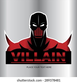 Great Red Villain isolated on metallic background