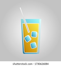Great refreshing tasty strong new cocktail with alcohol and juice with a straw on a white background