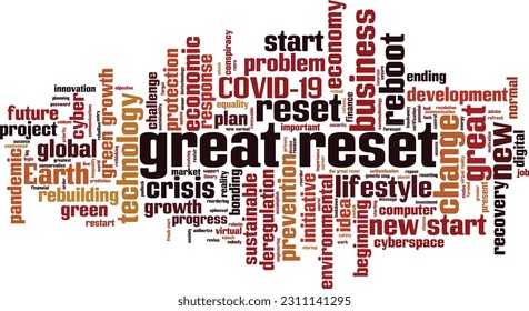 Great reset word cloud concept. Collage made of words about great reset. Vector illustration 