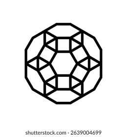 Great rhombicuboctahedron. Editable stroke vector icon.