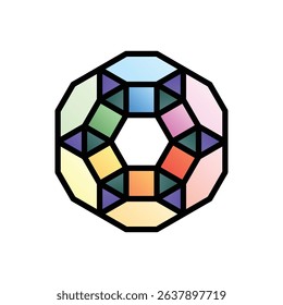 Great rhombicuboctahedron. Editable vector icon, coloured with outlined stroke.