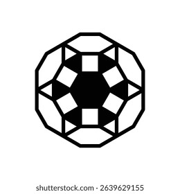Great rhombicuboctahedron. Outlined stroke vector icon with black-filled details.