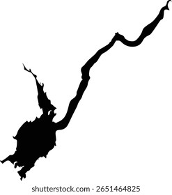 Grande Vetor do Mapa do Lago Sacandaga - Silhueta do Lago do Estado de Nova York para adesivos, arquivos de Cricut e decoração de pesca