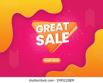 Great Sale Poster Or Banner Design In Yellow And Pink Color.