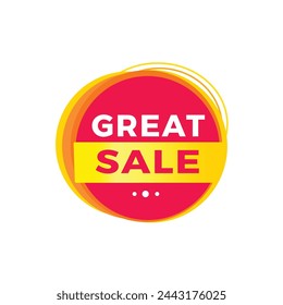 Great sale red label icon for announcement, advertising, vector. Modern design template for banner.