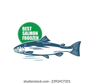 great salmon fish swimming logo, silhouette of great fish vector illustrations