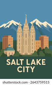 O Grande Lago Salgado fica majestosamente em primeiro plano, com o horizonte de Salt Lake City subindo à distância