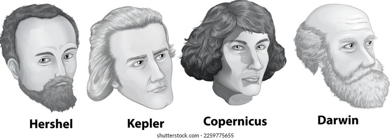 Great scientist astronomers portrait vector illustration