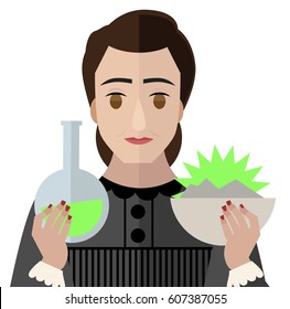 great scientist woman with radioactive objects