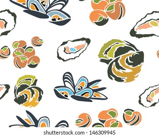 Great Seafood Seamless Pattern