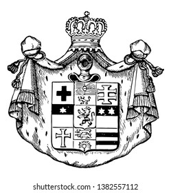 The Great Seal of Germany is a postal service of Princes of Thurn and Taxis, vintage line drawing or engraving illustration.