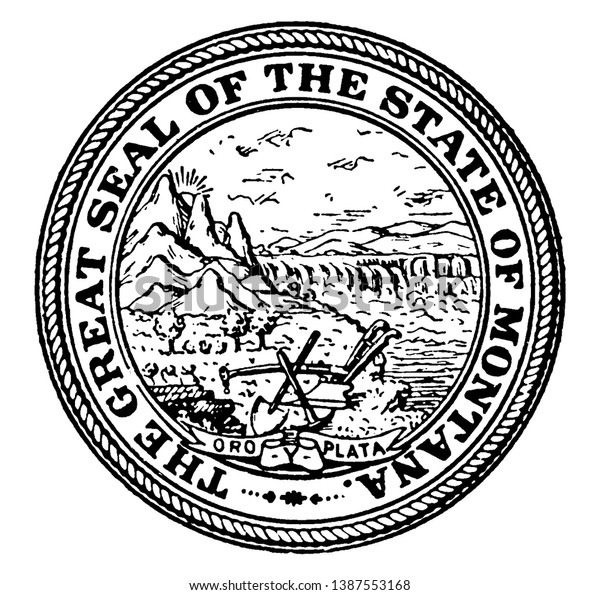 Great Seal State Montana Seal Shows Stock Vector (royalty Free) 1387553168