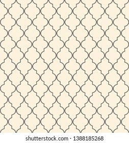 A great seamless Arabic pattern window. Gray element on a light background.Minimalism. Texture for Wallpaper and textiles.Vector