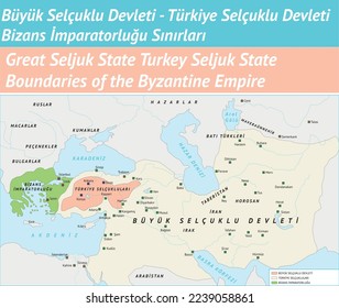 Great Seljuk State, Byzantine Empire Boundaries, Turkey, Büyük Selçuklu Devleti, Osmanlı Devleti, Tarih Haritaları, Anadolu Selçuklu Devleti, Bizans Harita, Selçuklu Harita, Map, Büyük Selçuklu