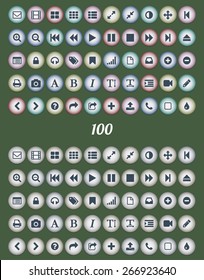 Great set of 100 simple-styled shaded colored vector web icons for your site or mobile application