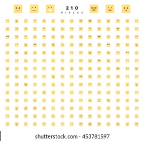 Great set of 210 color emotion isolated on white. Cute emoji. Anger and compassion. Laughter and tears. Smile and sadness, surprise. Happiness and fear. Emotions for Web development.