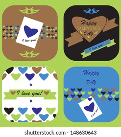 Great set 4 Vintage Valentine's Day - Set of calligraphic and typographic elements, frames, vintage labels,  ribbons, stickers,postcard, invitation, poster  all for love