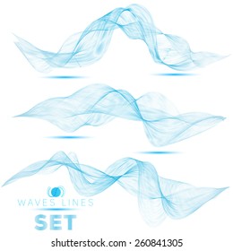 great set beautiful blend blue waves abstract background for design template.Separate isolated wave vector eps10