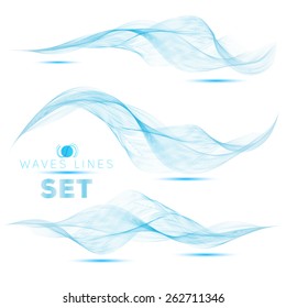 great set beautiful blend blue waves abstract background vertical for design template