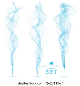 great set beautiful blend blue waves abstract background vertical for design template