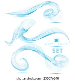 great set blue blend massive waves abstract background for design