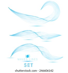 great set blue blend massive waves abstract background for design vector 