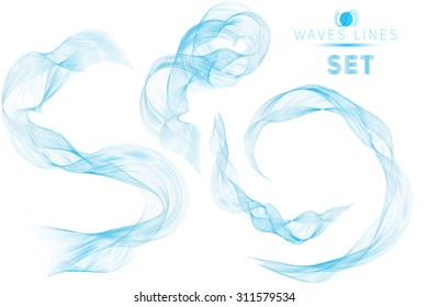 great set blue blend massive waves water abstract background for design isolated template