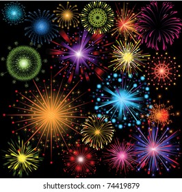 great set of colorful fireworks