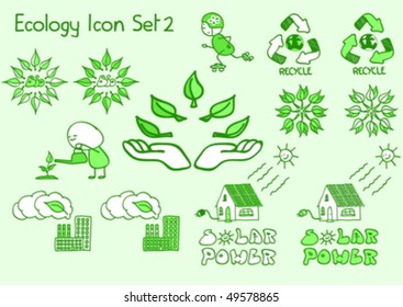 A great set of ecology icons in doodle style