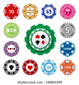 Great set of gambling chips for your designs!