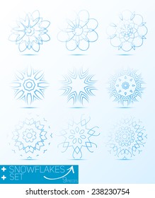 Great set of magic snowflakes winter object vector for design