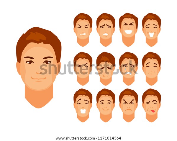 Great Set Male Emotions Vector Illustration Stock Vector (Royalty Free ...