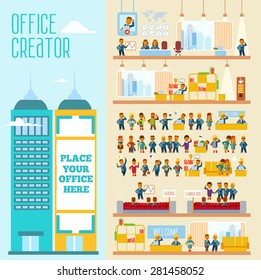 Great set with office people, their emotions, communications, roles to create your own office and office team in modern flat style. Office life constructor for design, infographics