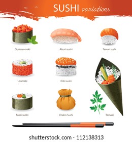 Great set of sushi variations