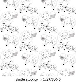 Great sheep vector pattern with transparency for any background, or texture. It is perfectly combined with other elements like grass, moon, or stars.