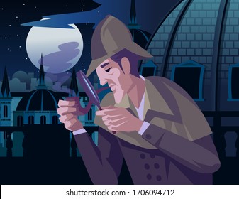 great sherlock detective with magnifying glass