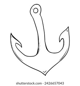 great ship anchor outline illustration hand drawn	