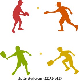 Great silhouette editable vector logo of kids playing pickleball for your team club and tournament event