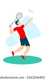 Great simple badminton flat character ready to smash design great for any media