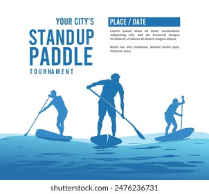 Great simple design of standup paddle board race in action for any media