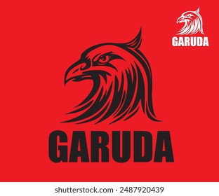 GRAN ÁGUILA SIMPLE - GARUDA - LOGO DE LA CABEZA, silueta de Ilustraciones vectoriales de halcón valiente